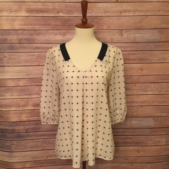 Anthropologie Hello Miss Top w/Black X Design - Picture 1 of 4
